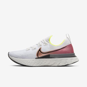 Nike React Infinity Run Flyknit - Férfi Túracipő - Platina/Rózsaszín/Narancssárga/Fekete